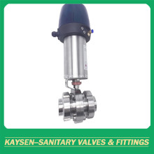 Hygienic Intelligent Pneumatic 3PCS Flanged Butterfly Valve